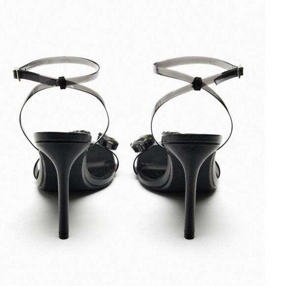 Zara EMBELLISHED VINYL HEELED SANDALS - Picture 5 of 16